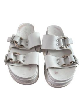 J/SLIDES NYC Baha Leather Platform Sandals White Size 8.5M